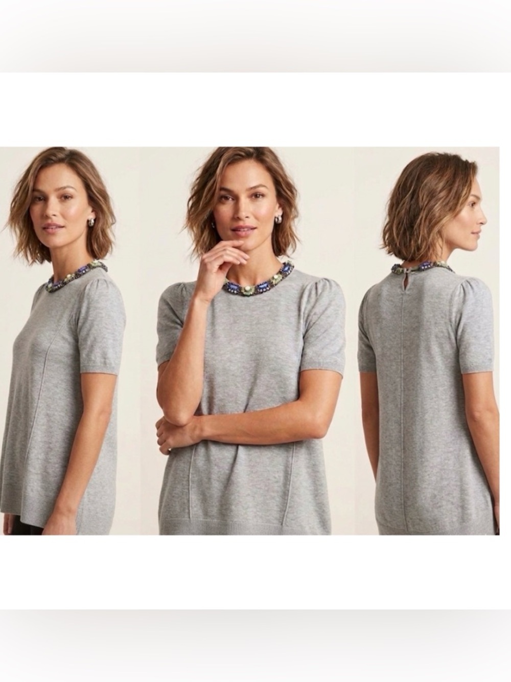 Anthropologie Moth Jeweled/Beaded Neckline Sweater